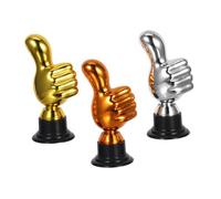 POPETPOP 3 piezas Miniatura de Plástico con Base Estable Premios Infantiles para Competencias Escolares Deportes y Fiestas Colores Plata y Bronce Reutilizable