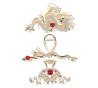 POPETPOP 3 piezas Pinzas para Cabello con Diseño Dragón Chino de Garras Gruesas con Cristales Sujetador Fuerte para Pelo Grueso Accesorios Elegantes para Bodas y Festivales