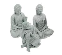 POPETPOP 3piezas Estatua De Buda De Arenisca Estilo Decoración para Oficina y Hogar Esculturas De Que Atraen Riqueza y Buena Suerte
