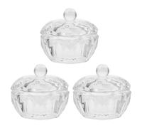 POPETPOP 3piezas Tazas de Cristal con Tapa para Decoración de Uñas Plato para Manicura Cuenco para Herramientas de Manicura Líquido Polvo Acrílico