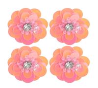 POPETPOP 4 Apliques Decorativos de Flores Rosas Lentejuelas y Cuentas para Zapatos Hebillas Extraíbles Hechas a Mano Accesorios para Calzado Casual y Zapatillas Deportivas Diseño Estilo