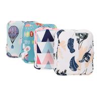 POPETPOP 4 Bolsas para Toallas Sanitarias Impermeables de Algodón Bolso Portátil Pequeño para Guardar Compresas Colores Surtidos Verde Globo Azul Rosa Triángulo Verde Felino Hojas