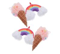 POPETPOP 4 Esponjas de Ducha Forma de Helado Esponja Exfoliante Corporal de Malla Suave Set de Baño para Colores Rosa y Arcoíris Limpieza Profunda y Drenaje Rápido