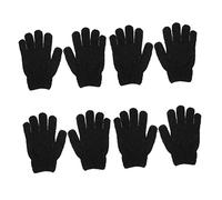POPETPOP 4 Guantes de ducha exfoliantes muerto guantes de limpieza depurador corporal exfoliante fregar Guantes de fregado para el cuerpo guante exfoliante poliéster Negro