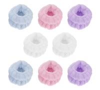 POPETPOP 4 pares Muñequeras de Microfibra para Lavado de Cara Cómodas y Elásticas Absorbentes y Suaves Accesorio Práctico para Spa y Uso Diario Casa Colores Pastel Rosa Púrpura Azul
