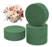 POPETPOP 4 Piezas Bloques de Espuma Floral Verde Redonda para Arreglos de Flores y Manualidades, Espuma Absorbente Fácil de Cortar y Moldear para Floristas y Aficionados al Bricolaje