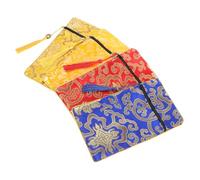 POPETPOP 4 piezas Bolsa de Brocado Doble con Diseño de Dragón para Almacenamiento de Escrituras Budistas de Unidades Colores Azul Amarillo y Rojo Reutilizable y Resistente para Casa y