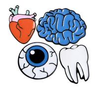 POPETPOP 4 piezas Broche Creativo de Órganos con Esmalte Pins de Ojo Corazón Diente y Cerebro Accesorio de Moda para Ropa Bolsos y Mochilas Regalo Original para Fiestas y Cumpleaños