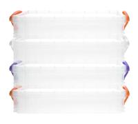 POPETPOP 4 Piezas Caja Organizadora Transparente de Plástico para Lápices Gran Capacidad Apilable y Portátil de Unidades para Oficina Escuela y Hogar Color Color