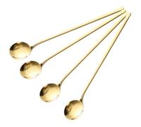 POPETPOP 4 piezas Cucharas de Inoxidable Doradas de Cucharas Largas para Café y Helados para Uso Fiestas