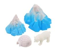 POPETPOP 4 Piezas Figuras de Iglú y Osos Árticos Miniaturas Modelo de Casa Pequeña de Hielo Decoración Realista para Micro Paisajes y Adornos Infantiles