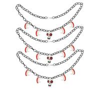 POPETPOP 4 Piezas Halloween Necklace With Spooky Skull Teeth Pendant Adjustable Chain Ghost Costume Jewelry For Parties And Cosplay