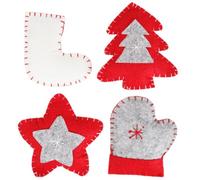 POPETPOP 4 Piezas Juguete de Gatito para Masticar y Molar Navideño Rojo | Fieltro y Pp Cotton, para Golpear, Perseguir y Saltar, Limpieza Dental, Juego Interactivo