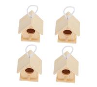 POPETPOP 4 Piezas Kit de Casas de Pájaros Mini de Madera sin Terminar para Colgar Nidos Pequeños para Colibríes y Gorriones Decoración Ligera y Portátil para Fiestas y Jardín