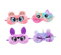 POPETPOP 4 piezas Máscara de Ojos Infantil de Peluche Suave con Diseño de Búho Unicornio y Oso para Dormir Antifaz Bloqueador de Luz para Viaje y Descanso