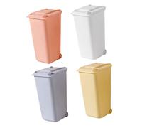 POPETPOP 4 piezas Mini Bote de Basura de Escritorio con Tapa de Papelera Creativa para Oficina y Hogar para Almacenamiento de Útiles de Escritura Blanco Amarillo Rosa Azul
