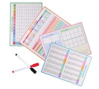 POPETPOP 4 Piezas Pizarra Reutilizable de Matemáticas, Pizarra de Doble Cara A4, Papel, para Práctica y Restas, y Escuela y Viaje