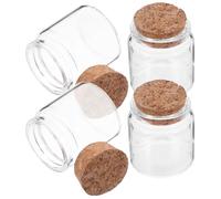POPETPOP 4 piezas Unidades Frascos de Vidrio Transparente con Tapón de Corcho Pequeños Recipientes Reutilizables para Mensajes para Bodas Manualidades y Decoración Festiva