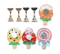 POPETPOP 4 Soportes Magnéticos para Uñas a Presión, Base Estable Antideslizante, Diseño Frutas (fresa, Piña, Piruleta, Naranja), Soporte para Práctica de Arte de Uñas en Casa y Salón