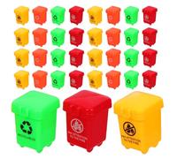 POPETPOP 40 Mini Botes de Basura de Plástico Tapa para Juegos Infantiles Papelera Pequeña de Simulación para Clasificar y Organizar Juguetes Accesorios Montessori para Desarrollo Motriz