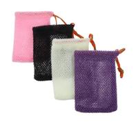POPETPOP 4piezas Bolsas de Jabón de Malla Exfoliante para Baño y Ducha Unidades Bolsa Jabón Color Negro Rosa Morado Cuidado Personal el Hogar