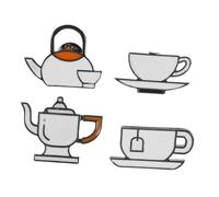 POPETPOP 4piezas Broche de Tetera de Café de Esmalte Divertido Pin de Solapa de Metal para Chaquetas Sombreros y Bolsos Accesorio de Tetera para Adultos Adolescentes y Niñas