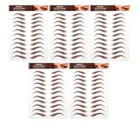 POPETPOP 5 Hojas de Pegatinas para Cejas Marrón Transferencia Fácil y Duración Día, Kit para Maquillaje Profesional y Uso Diario