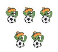 POPETPOP 5 Piezas Broche de Aleación Diseño de Cactus Verde para Mochila y Sombrero, Decoración Versátil para Fiesta Deportiva de Fútbol 2026