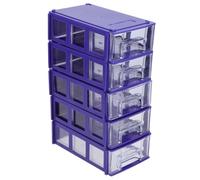 POPETPOP 5 Piezas Caja Organizadora de Plástico Azul Diseño Modular y Gran Capacidad, Compacta y Multifuncional para Almacenamiento Hogar y Oficina