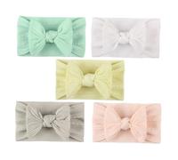 POPETPOP 5 piezas Diademas para Bebés con Lazo de Nailon y Transpirable Accesorios para Niñas Beige Rosa Menta Gris Cómodas y Fáciles de Usar para Fiestas y Fotos Familiares