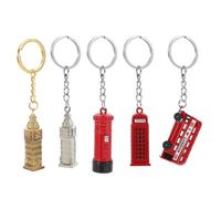 POPETPOP 5 Piezas Llavero de Autobús Británico de Aleación de Zinc, Estilo Vintage y Delicado, Colgante para Bolso y Obsequio Unisex, Diseño Retro Iconos de Londres