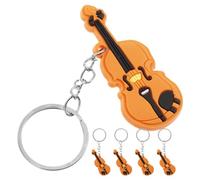 POPETPOP 5 Piezas Llavero de Violín de Aleación de Zinc y Plástico, Naranja, Colgante para Llaves o Bolso, Obsequio para Amantes Música y Recuerdo Musical