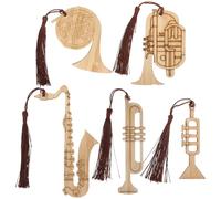 POPETPOP 5 piezas Marcadores de Libro de Madera con Diseño de Borla Forma de Instrumentos Musicales Decoración Creativa para Páginas para Profesores y Amantes de la Lectura
