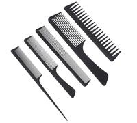 POPETPOP 5 Piezas Peine de Fibra de Carbono Ligero y Portátil para Peluquería Profesional en Salón y Uso Casero, Cepillo y Peine de Salón Negro para Peinado Fácil