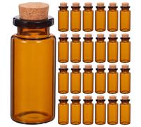 POPETPOP 50 botellas pequeñas de color ámbar con tapa de corcho, ideales | Frascos de los deseos, pequeños frascos vacíos para manualidades, proyectos de aromaterapia, recuerdos de boda, decoraciones