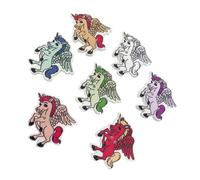 POPETPOP 50 Botones Decorativos de Madera en Forma de Unicornio de 31x28mm 2 Agujeros para Coser y Manualidades DIY en Ropa y Crochet Color Aleatorio