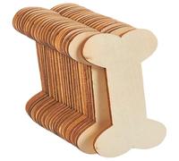 POPETPOP 50 Piezas Adornos de Madera para Manualidades Hueso de Perro de Madera sin Terminar Khaki, Forma de Hueso, Acabado Liso, para Pintar Diy, Decoración Rústica Adultos