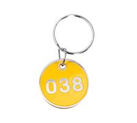 POPETPOP 50 piezas Etiquetas de Identificación de Equipaje de Aleación de Aluminio de Numeración Color Amarillo con Anillos para Llaves Etiquetas Metalizadas para Maletas y Claves