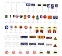 POPETPOP 56 Piezas de Señales de Tráfico de Juguete para Niños - Juego de Bloqueo de Carretera para Armar - Juguetes de Señales de Tráfico para Jugar Y Aprender sobre La Carretera