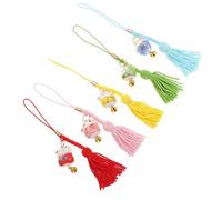 POPETPOP 5piezas Adorno de Campana de Gato Cerámico Colgante de Gato Auspicioso para Decoración de Teléfono Cadena para Teléfono para Llaveros y Bolsos