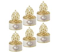 POPETPOP 6 Cajas de Golosinas Doradas de Plástico para Boda y Tienda de Postres, Pequeñas Cajas de Fiesta Reutilizables para Recuerdos y Regalos