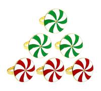 POPETPOP 6 Piezas Anillos de Servilleta Metálicos Navideños Unidades Diseño de Rayado Rojo y Verde Reutilizables para Decoración de Mesa Fiestas y Cenas Festivas