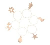 POPETPOP 6 piezas Anillos Identificadores de Copas de Vino para Navidad Adornos de Vino Reutilizables con Diseño Elegante y para Decoración de Fiestas