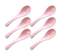 POPETPOP 6 Piezas Cucharas de Cerámica Japonesa para Comer en Casa, Diseño Delicado y Ligero, Ideales para Papilla y Postres Vida Diaria