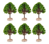 POPETPOP 6 Piezas de Base de Árbol Artificial en Miniatura con Diseño Realista, Plástico y Madera, Árboles en Miniatura con Base para Adorno en Mesa de Arena y Casa de Muñecas