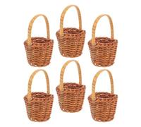 POPETPOP 6 Piezas Mini Cesta Decorativa de Ratán Compacta para Mesa de Boda o Fiesta, Cesta Pequeña Rústica Adecuado para Dulces y Recuerdos