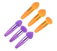 POPETPOP 6 piezas Pinceles Esponja de Maquillaje Portátil con Mango Ergonómico para Base y Corrector Diseño Forma de Cuña y Corazón Colores Naranja y Púrpura para Uso Femenino Casa y