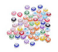 POPETPOP 60 Cuentas De Ojo De Resina, Pequeñas Cuentas Sueltas, Planas Y, Espaciadoras Para Pulseras, Collares, Fabricación De Joyas, Llaveros Y Proyectos De Manualidades.
