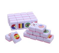 POPETPOP 64 Piezas Mahjong de Bandera Nacional Juego de Mesa para Jugadores Set Portátil con Fichas Pequeñas de Viaje para Fiesta y Mesa de Café Familiar