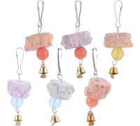 POPETPOP 6piezas Piedra Molar Colgante para Periquitos Juguete Interesante para Masticar con Campana Decorativa para Loros Pequeños y Ardillas